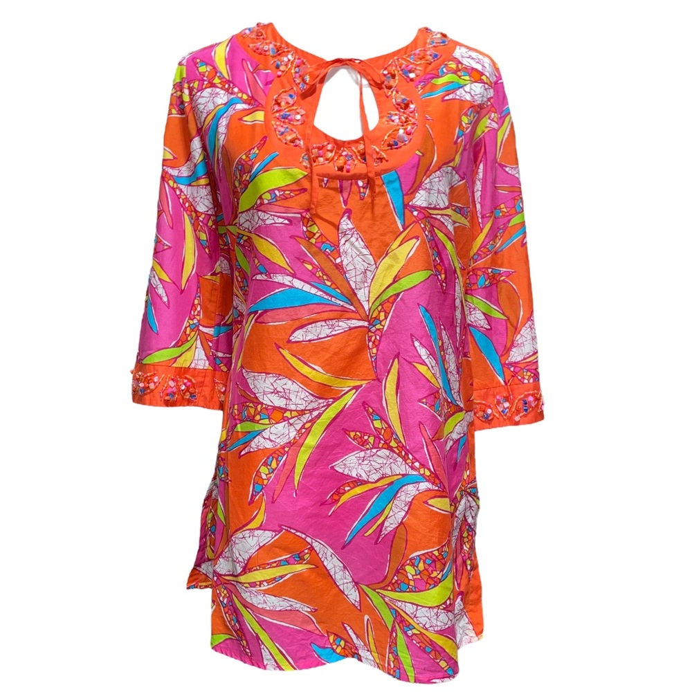 Trina Turk Beaded Vacation Tunic Dress Cover-up  XS